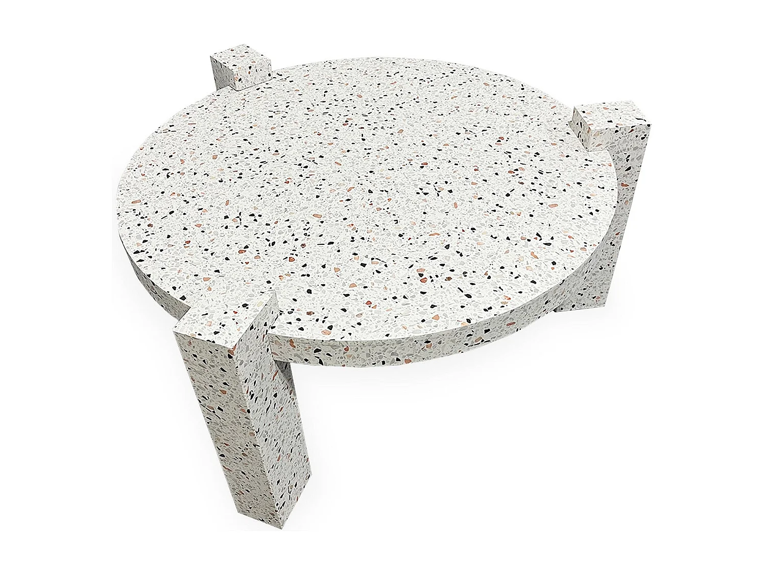 Table basse ronde moderne Titouan D84cm Effet Terrazzo