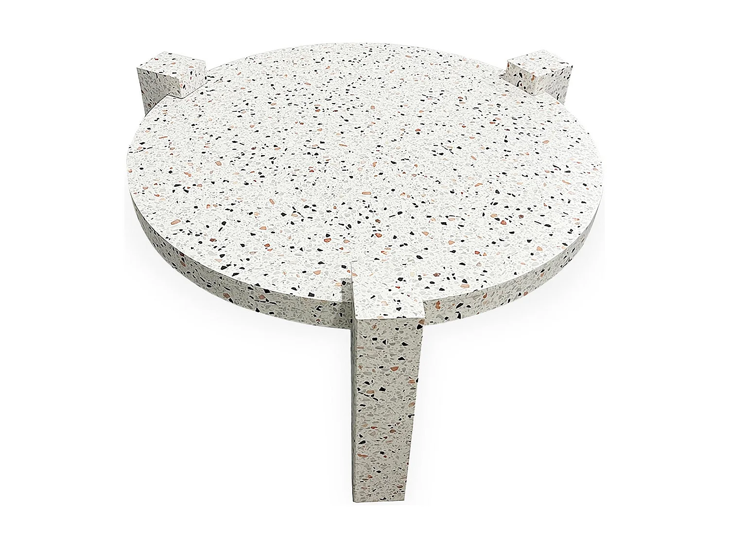 Table basse ronde moderne Titouan D84cm Effet Terrazzo