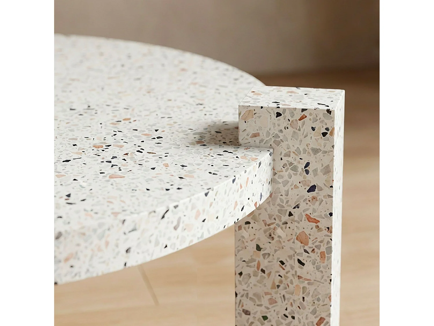 Table basse ronde moderne Titouan D84cm Effet Terrazzo