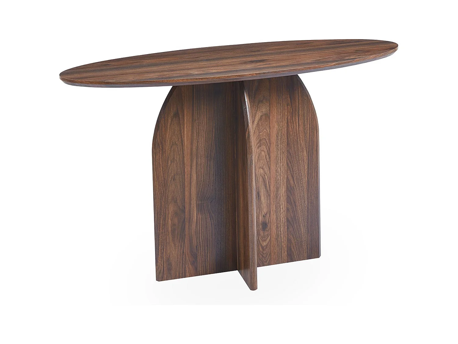 Console moderne ovale 120cm Calyptus Bois foncé