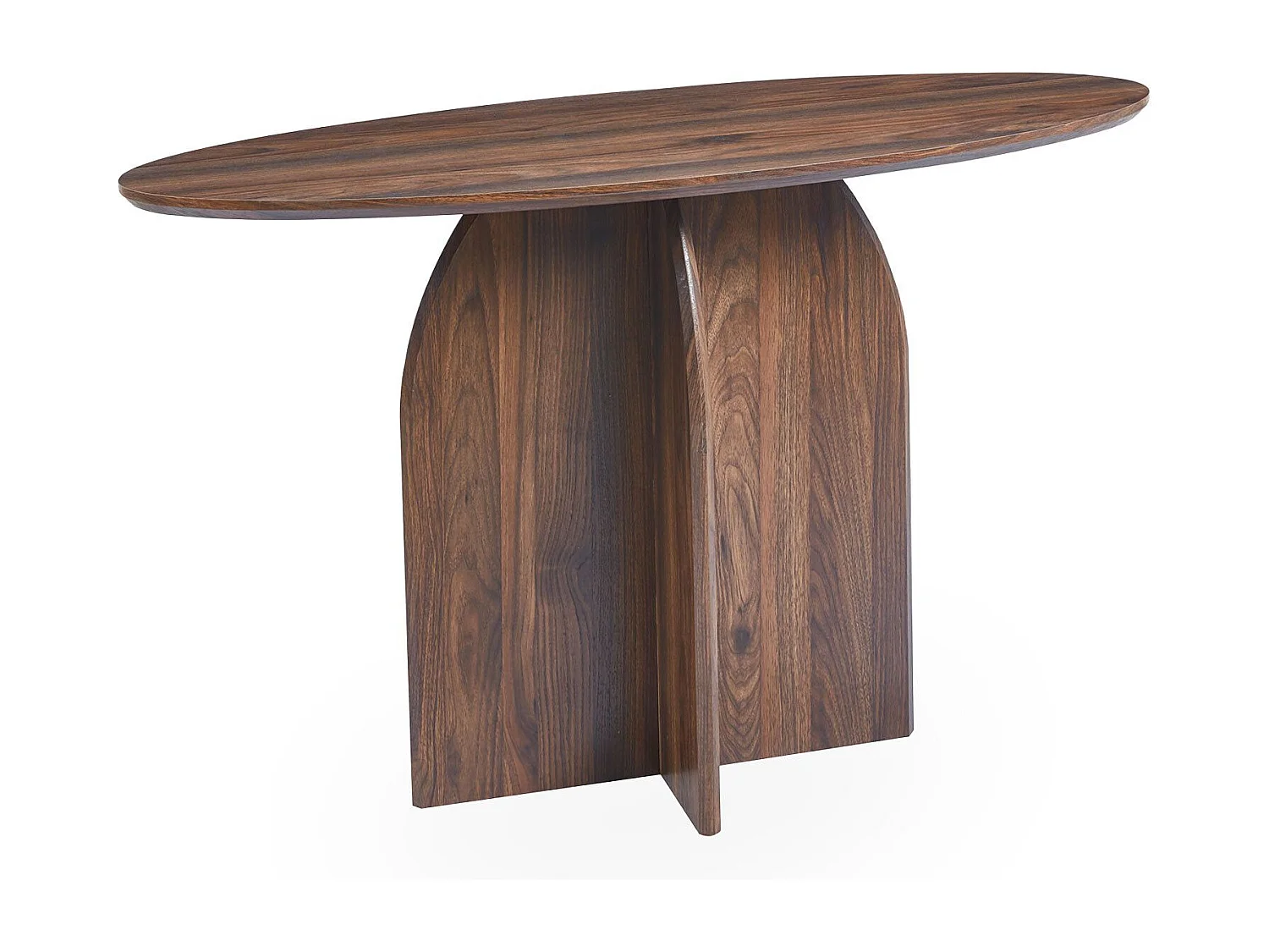 Console moderne ovale 120cm Calyptus Bois foncé