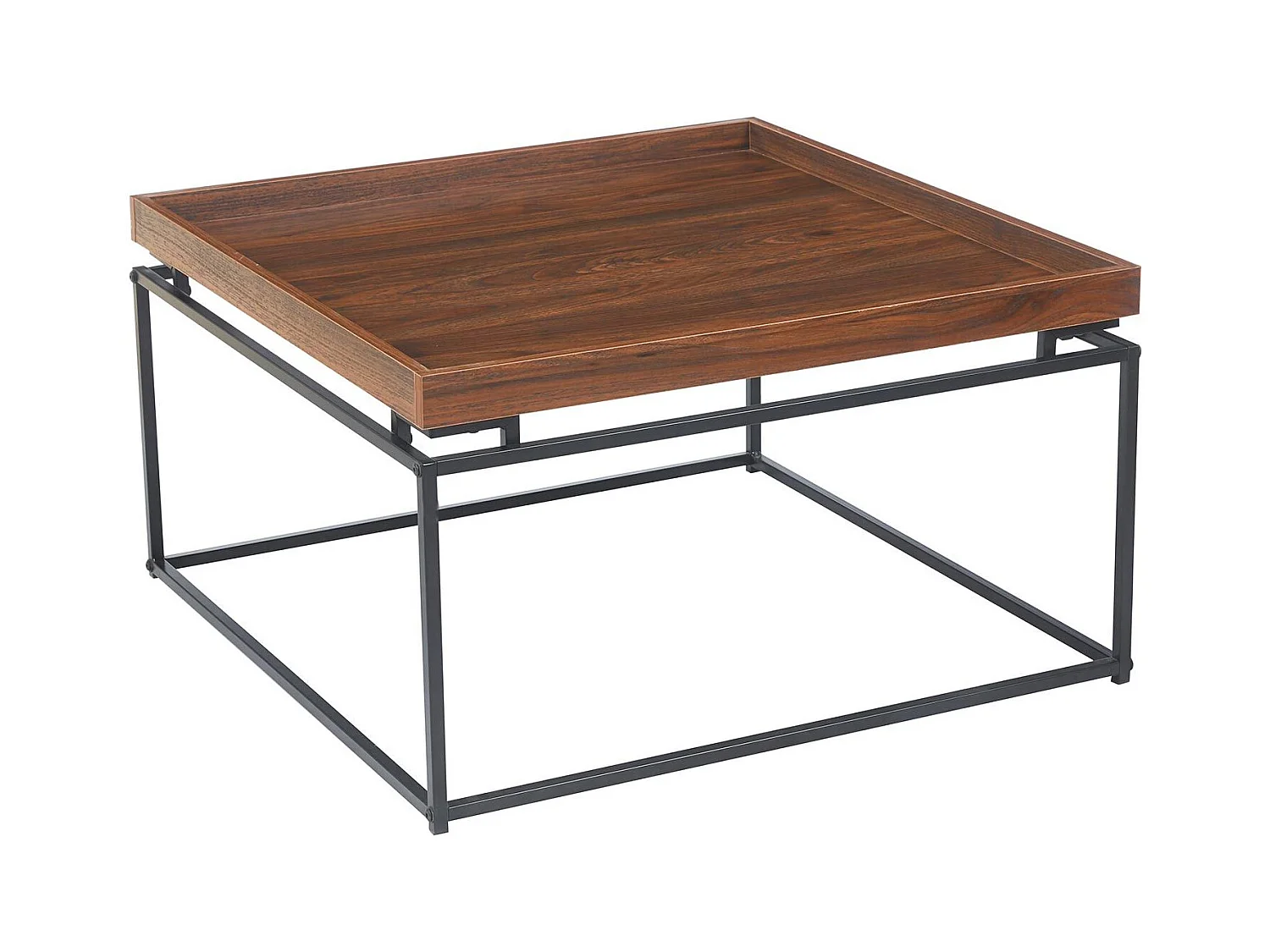 Table basse carrée avec plateau compartimenté réversible 80x80cm Duplix Bois Noisette