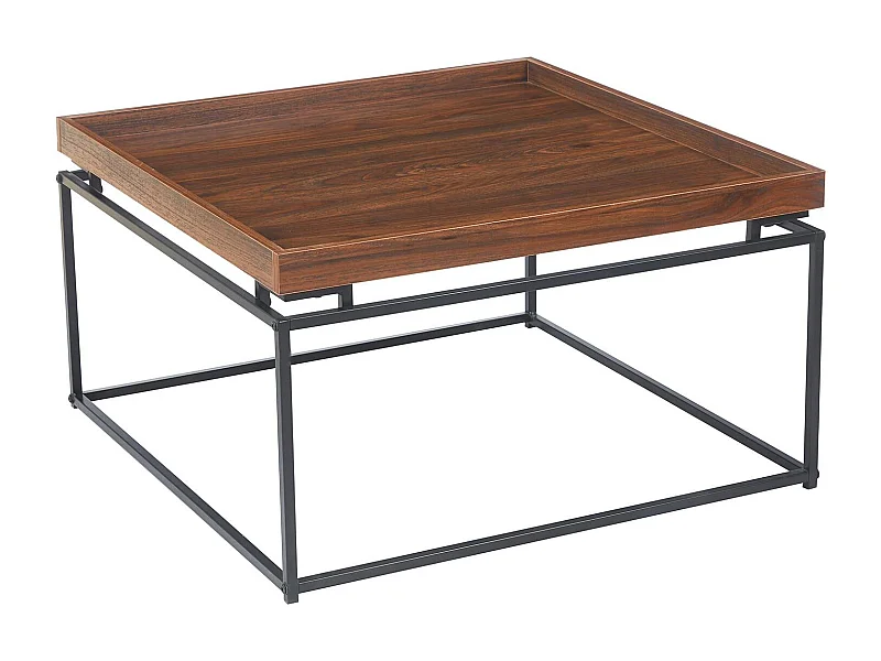 Table basse carrée avec plateau compartimenté réversible 80x80cm Duplix Bois Noisette
