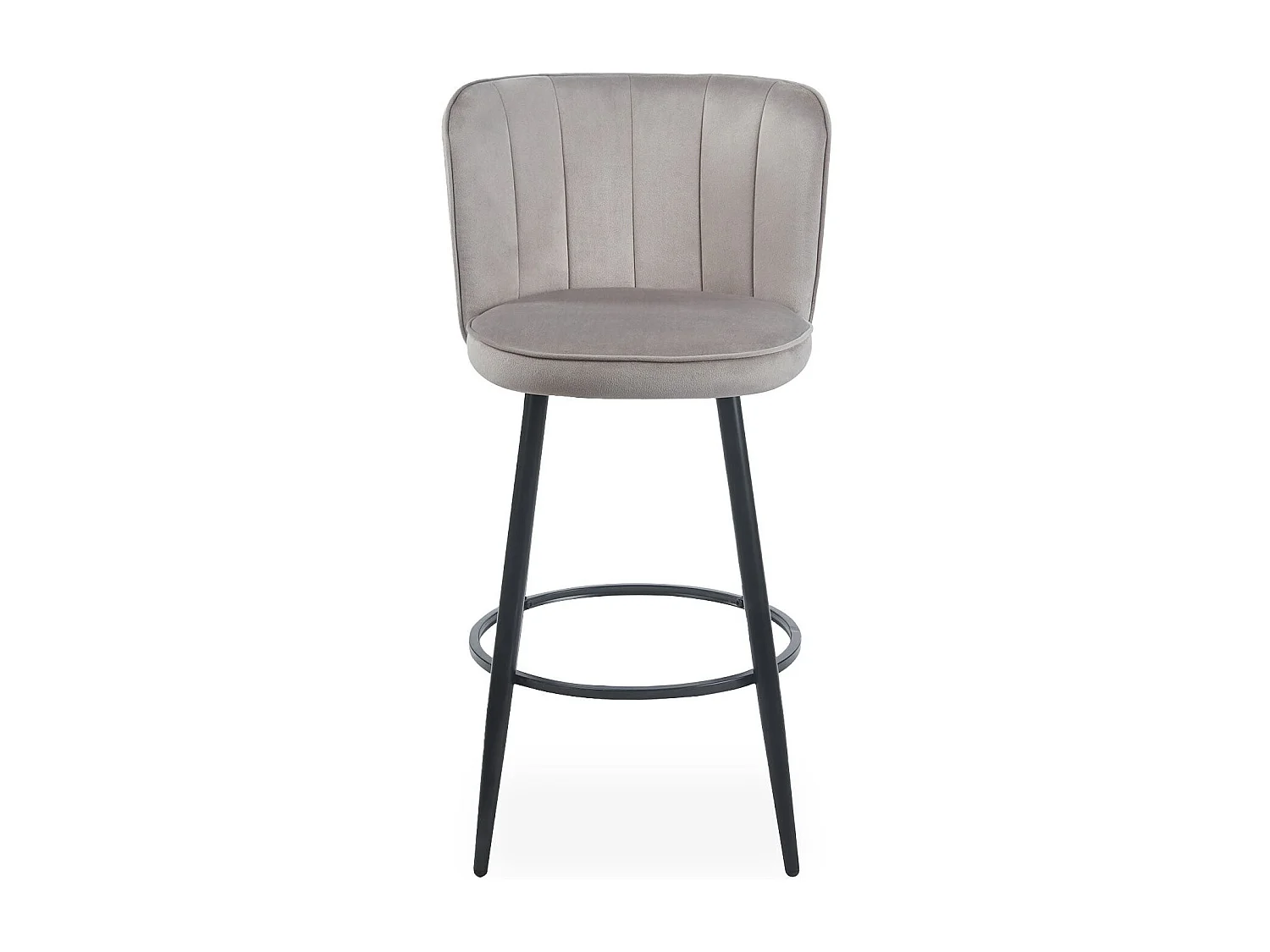 Lot de 2 chaises de bar au dossier incurvé Philippa Velours Taupe grisé