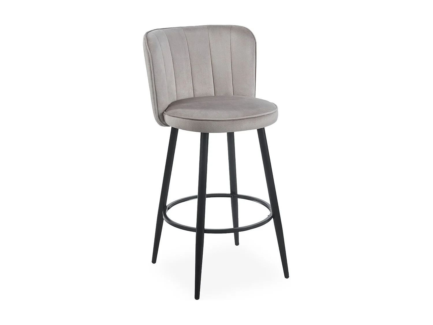 Lot de 2 chaises de bar au dossier incurvé Philippa Velours Taupe grisé