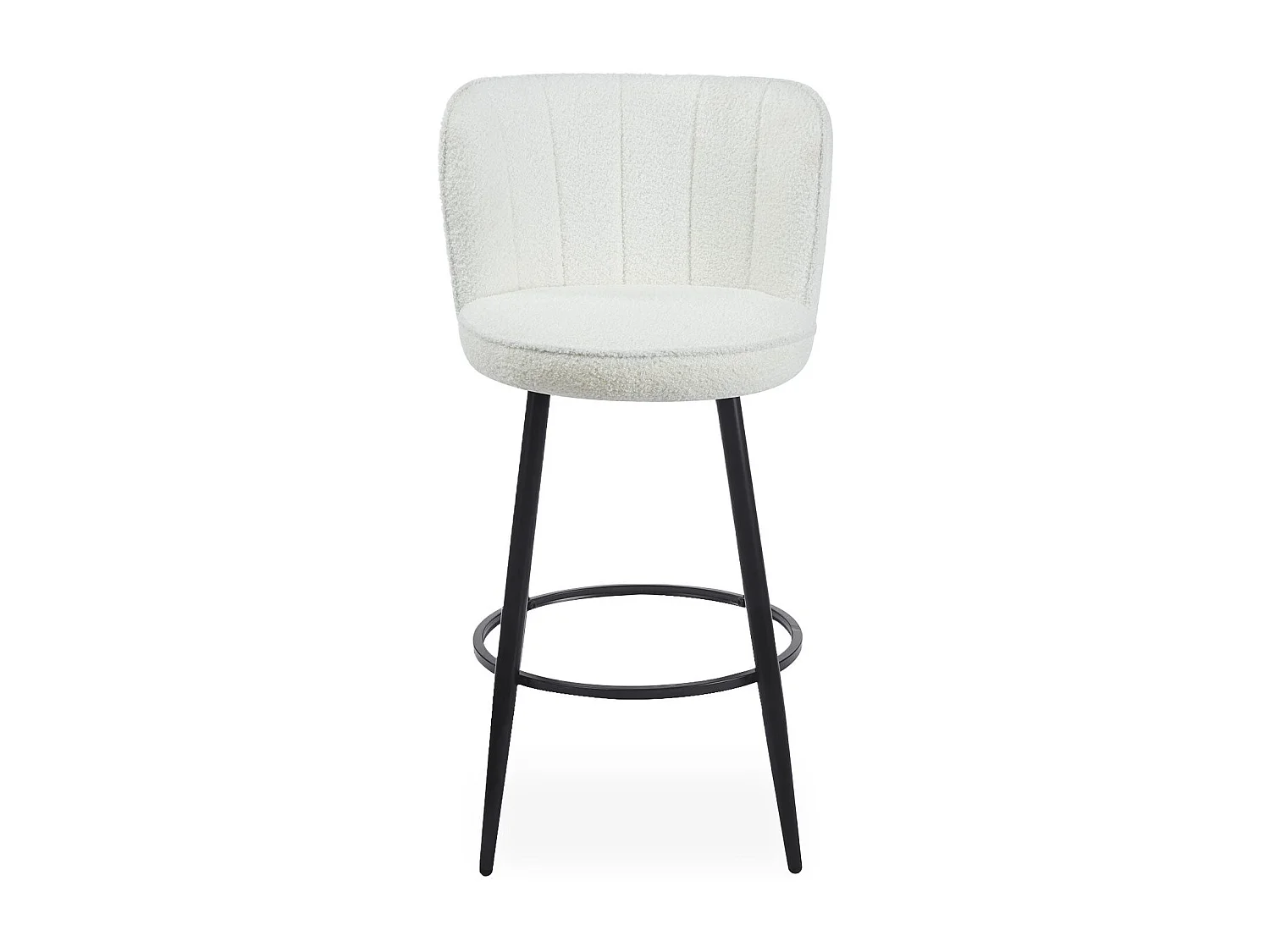 Lot de 2 chaises de bar au dossier incurvé Philippa Tissu bouclette Crème