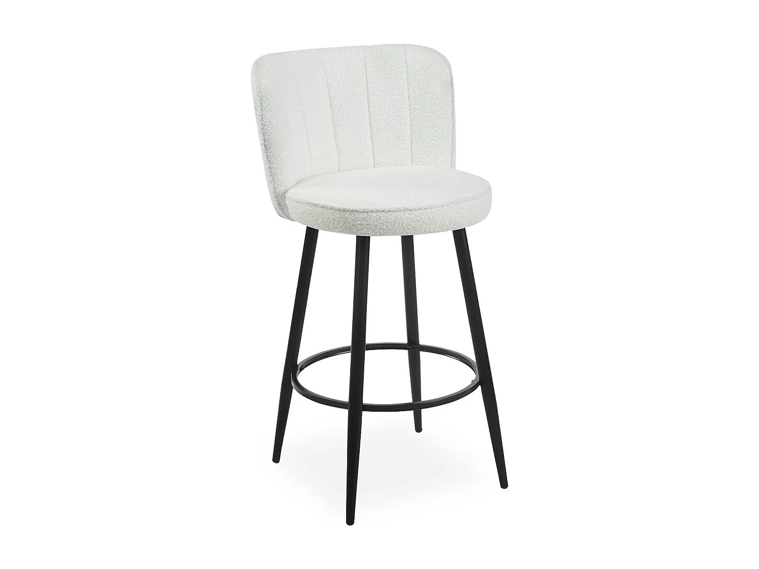 Lot de 2 chaises de bar au dossier incurvé Philippa Tissu bouclette Crème