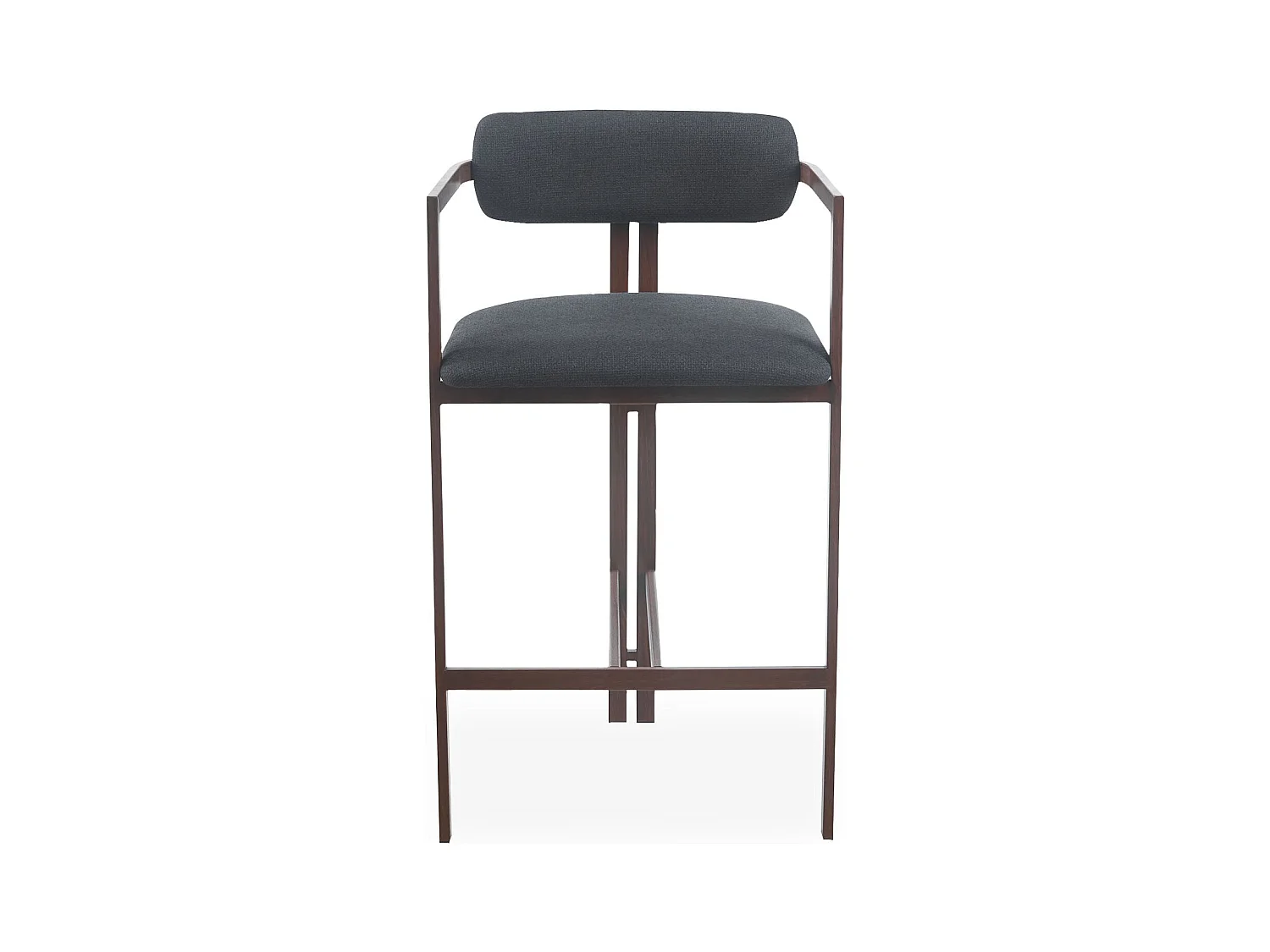 Lot de 2 chaises de bar design Galilea Métal Effet bois foncé et Tissu Anthracite