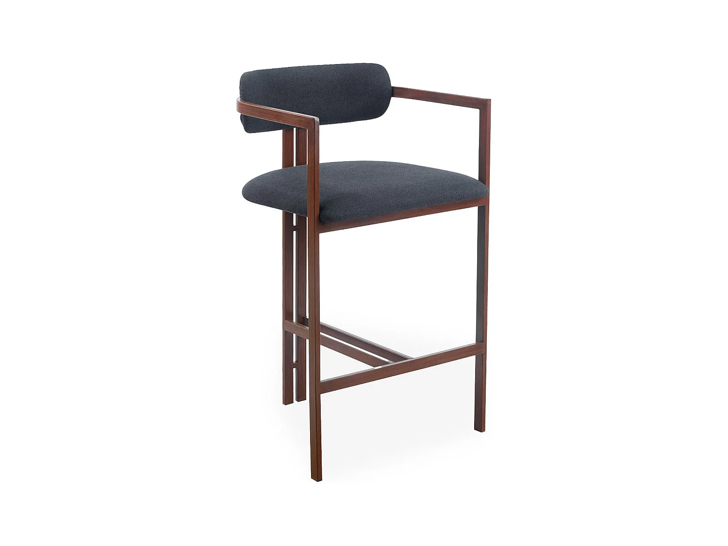 Lot de 2 chaises de bar design Galilea Métal Effet bois foncé et Tissu Anthracite