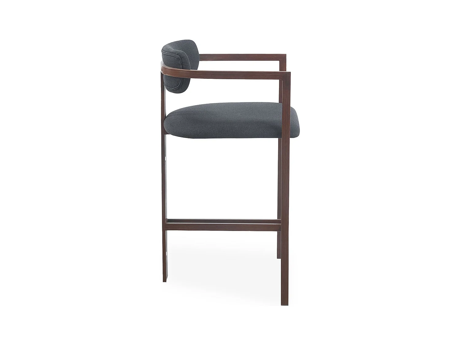 Lot de 2 chaises de bar design Galilea Métal Effet bois foncé et Tissu Anthracite