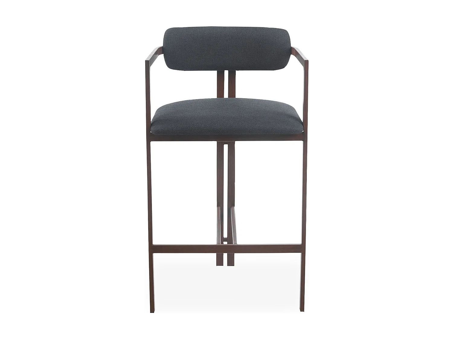 Lot de 2 chaises de bar design Galilea Métal Effet bois foncé et Tissu Anthracite