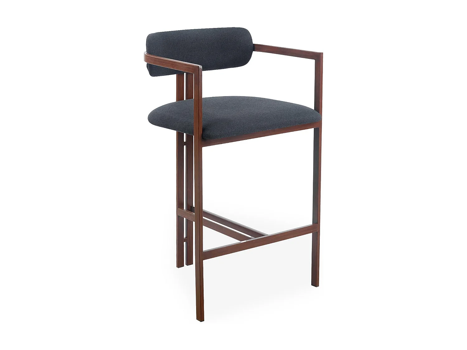 Lot de 2 chaises de bar design Galilea Métal Effet bois foncé et Tissu Anthracite