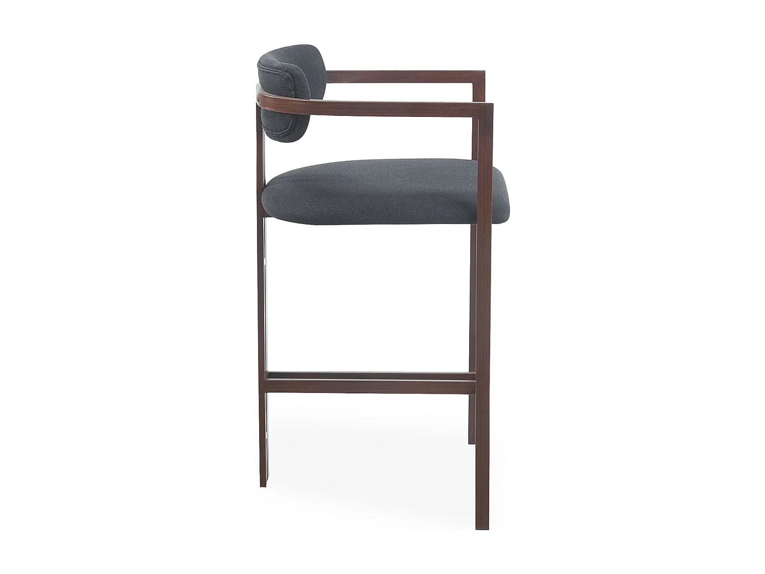 Lot de 2 chaises de bar design Galilea Métal Effet bois foncé et Tissu Anthracite