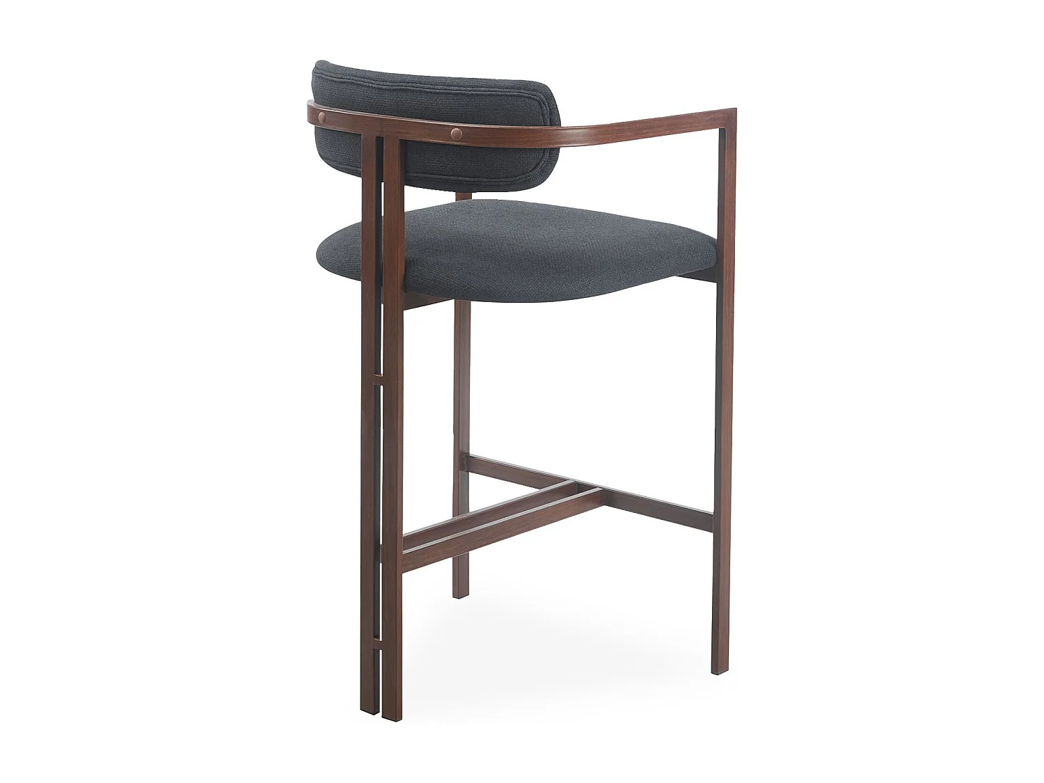 Lot de 2 chaises de bar design Galilea Métal Effet bois foncé et Tissu Anthracite