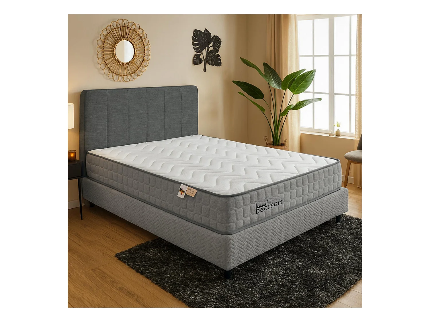 Matelas à ressorts ensachés 23cm Bedream accueil moelleux et soutien ferme 140x190cm