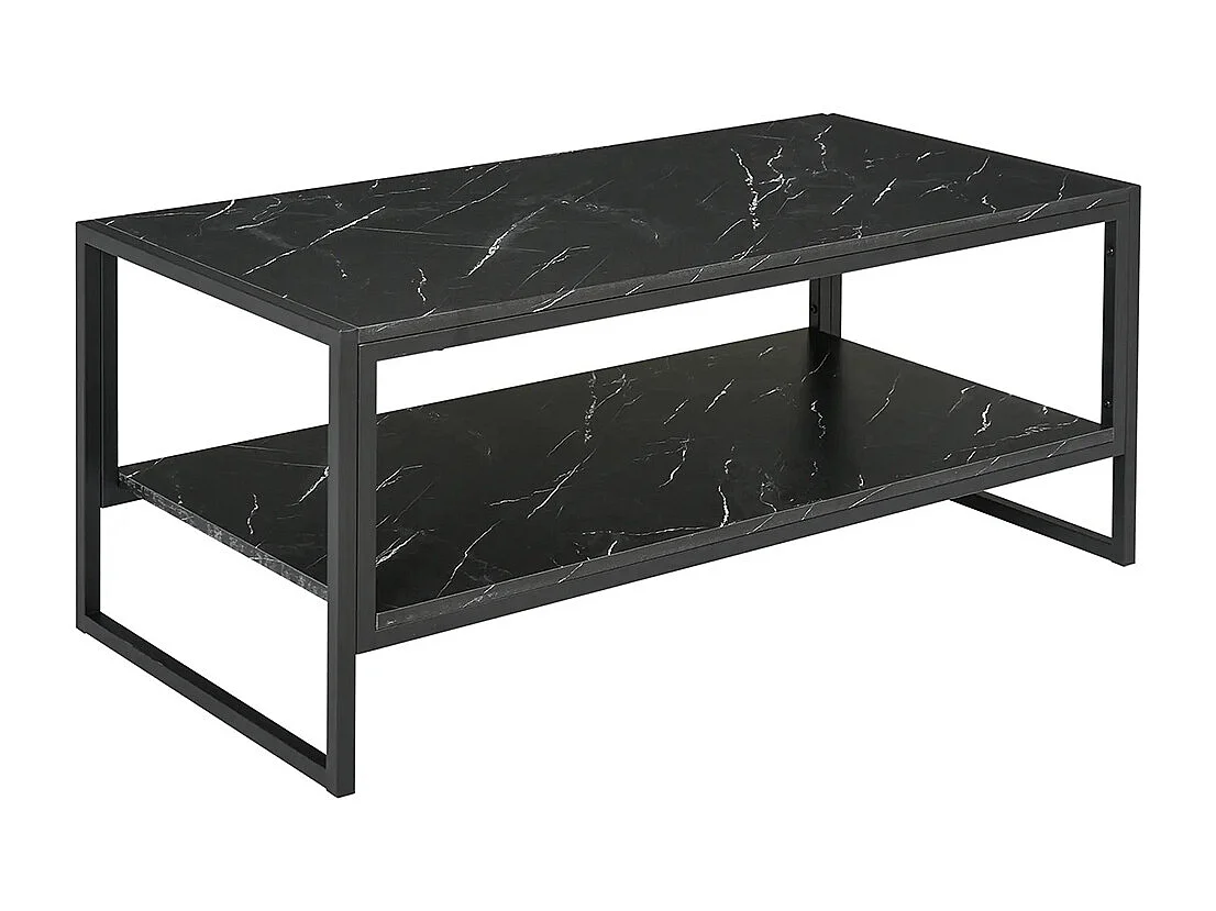 Table basse Style Moderne avec 2 Étagères noir