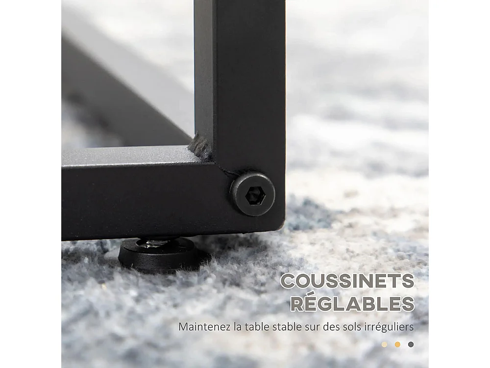 Table basse rectangulaire au style industriel 1 plateau et 1 étagère de rangement métal