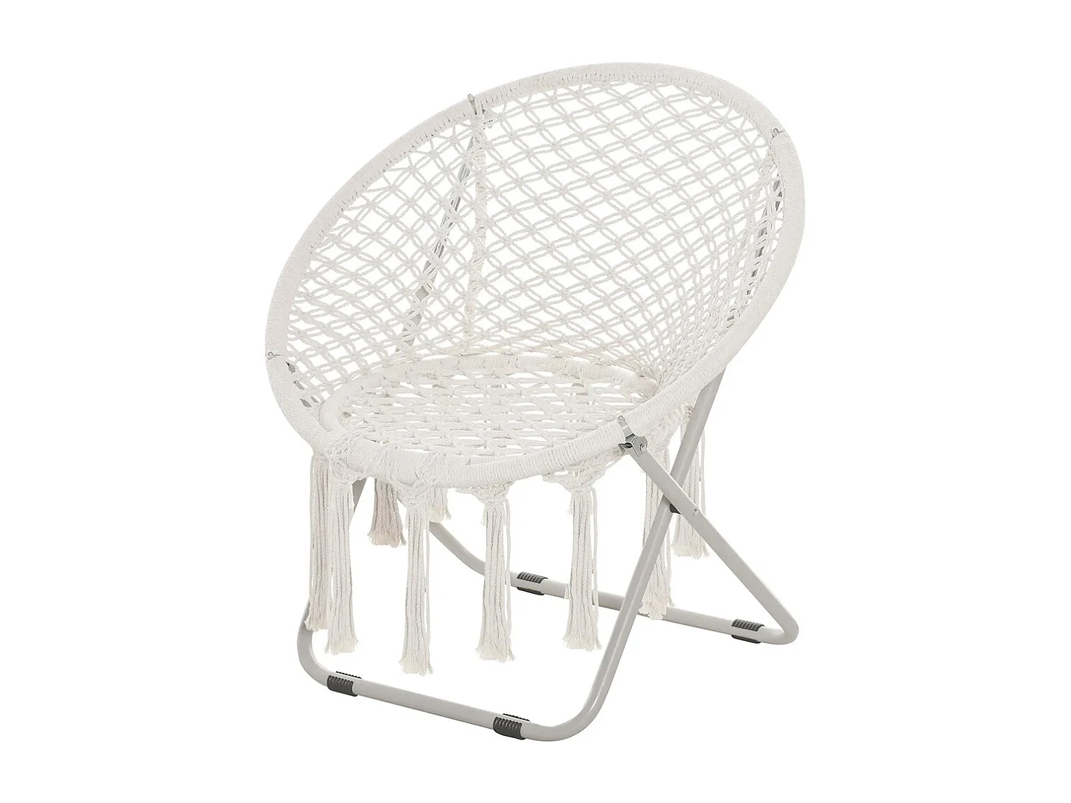 Loveuse fauteuil rond de jardin fauteuil lune papasan pliable grand confort macramé coton polyester beige