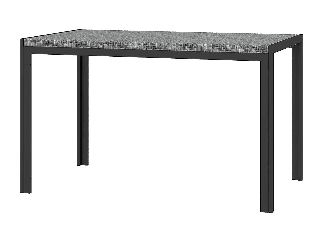 Table de jardin rectangulaire 4 personnes en métal et plateau résine tressée PE effet rotin dim. 120L x 70l x 72H cm