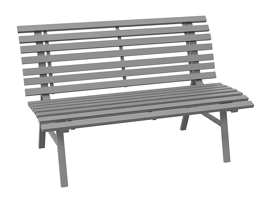 Banc de jardin extérieur 2 places assise dossier à lattes en aluminium dim gris
