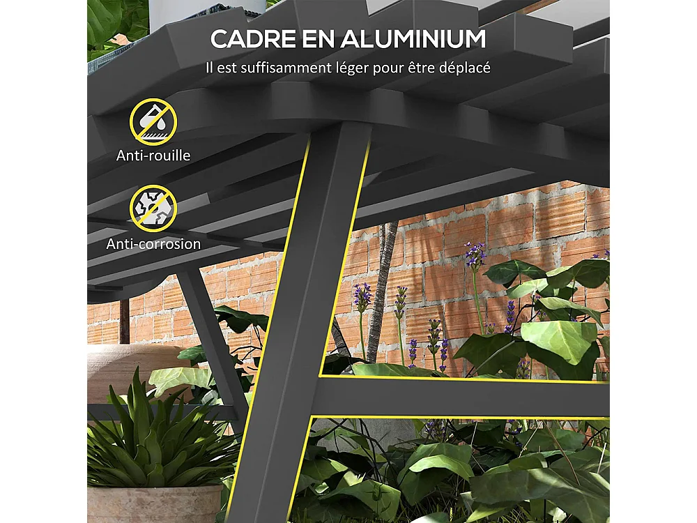 Banc de jardin extérieur 2 places assise dossier à lattes en aluminium dim gris