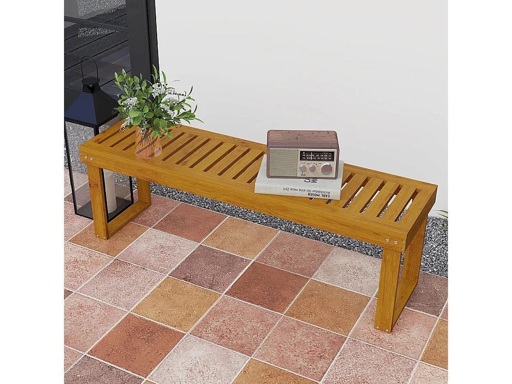 Banc de jardin banc en bois de pin 2 places banquette de jardin assise à lattes bois naturel