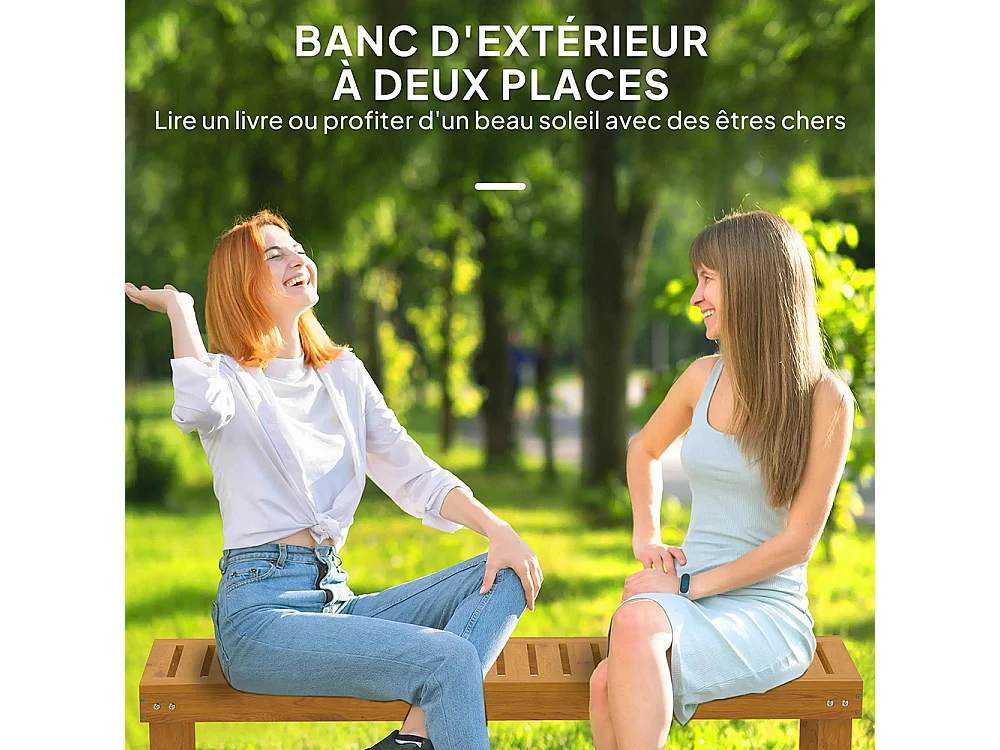 Banc de jardin banc en bois de pin 2 places banquette de jardin assise à lattes bois naturel