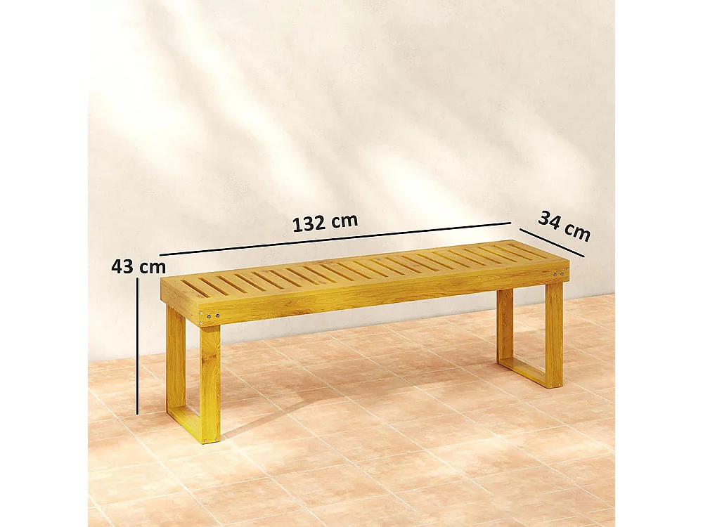 Banc de jardin banc en bois de pin 2 places banquette de jardin assise à lattes bois naturel