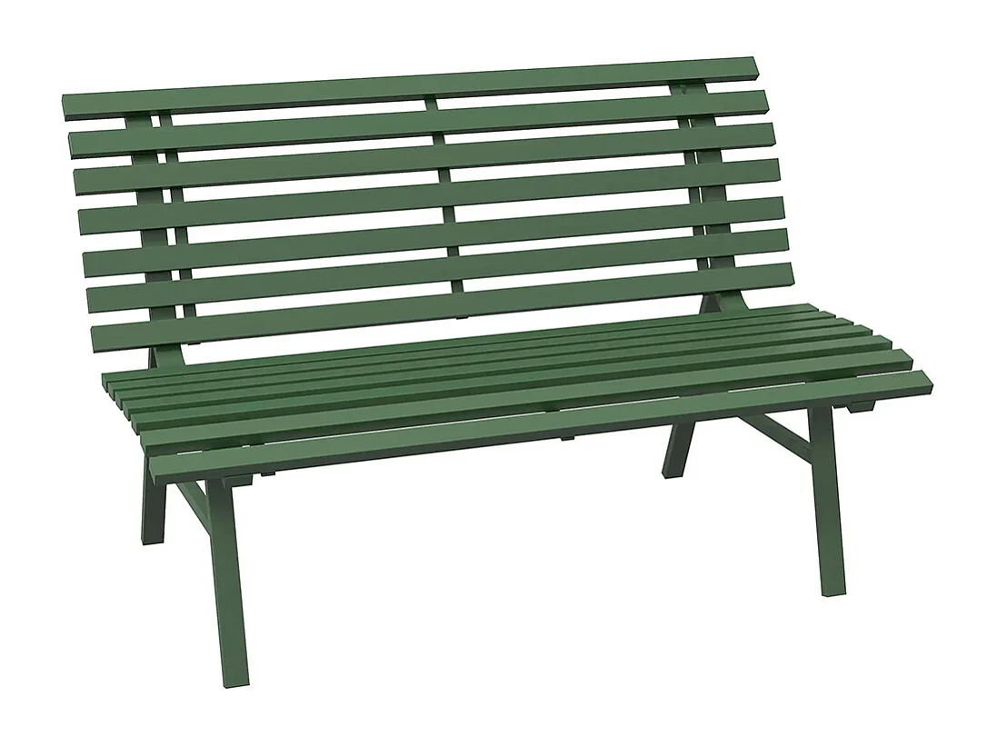 Banc de jardin extérieur 2 Places Assise Dossier à Lattes en aluminium dim vert