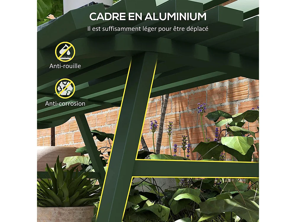 Banc de jardin extérieur 2 Places Assise Dossier à Lattes en aluminium dim vert