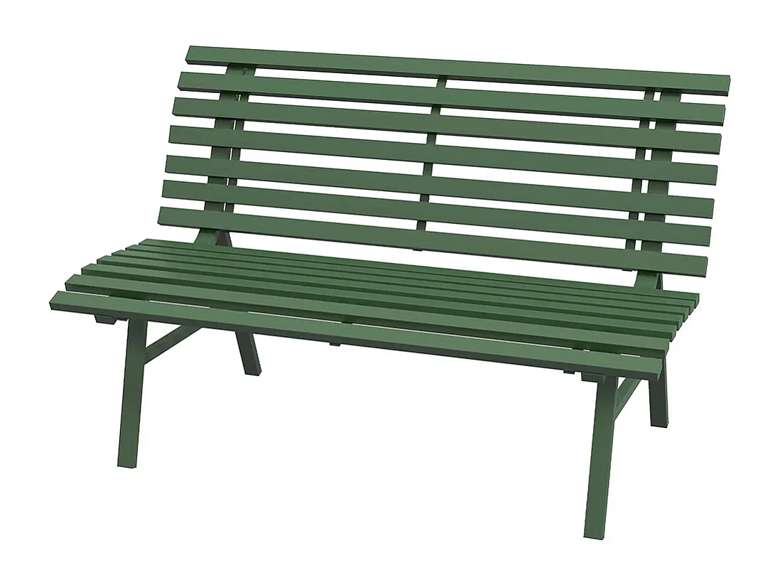 Banc de jardin extérieur 2 Places Assise Dossier à Lattes en aluminium dim vert