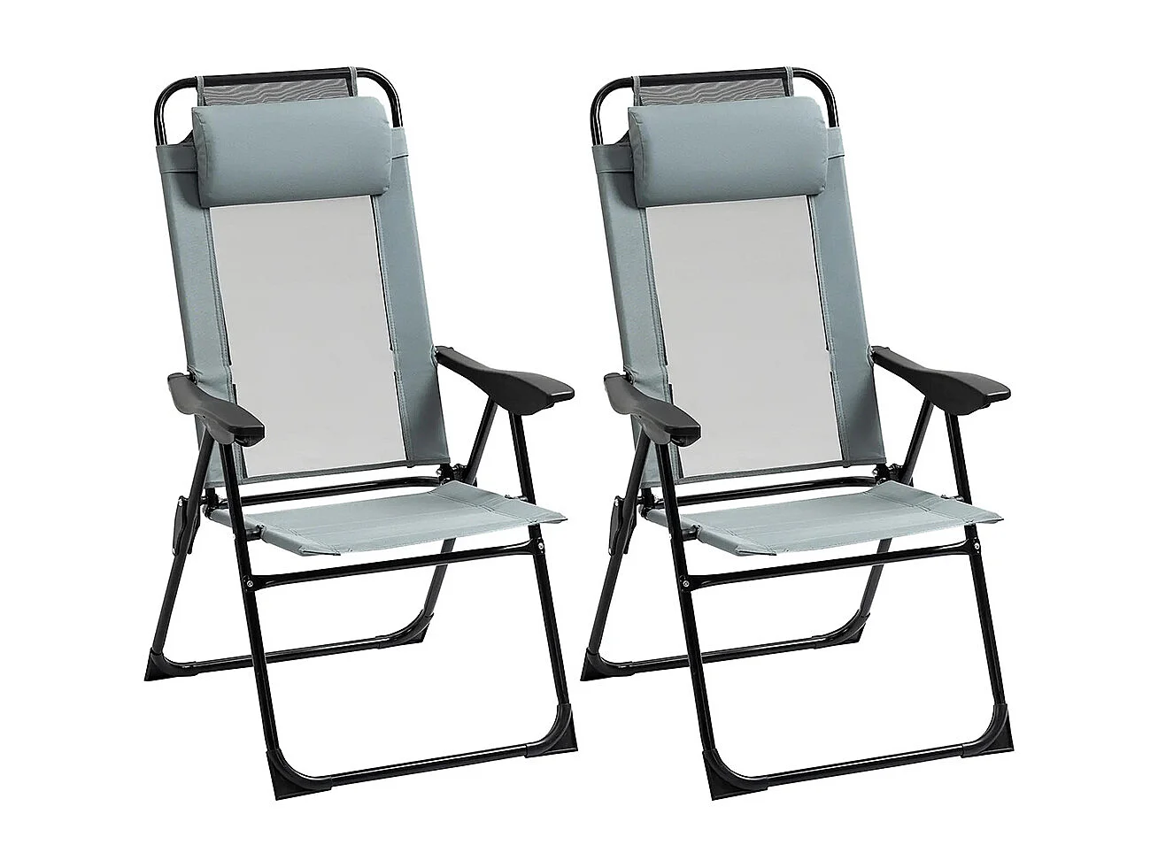 Lot de 2 chaises de jardin set basic de 2 chaises pliantes chaise de camping accoudoir dossier réglable en 5 positions
