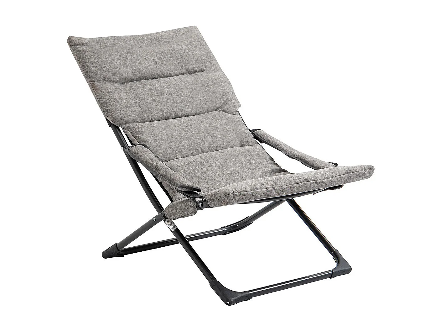 Chaise pliante extérieur chaise pliante camping avec coussin épais rembourré et accoudoir gris
