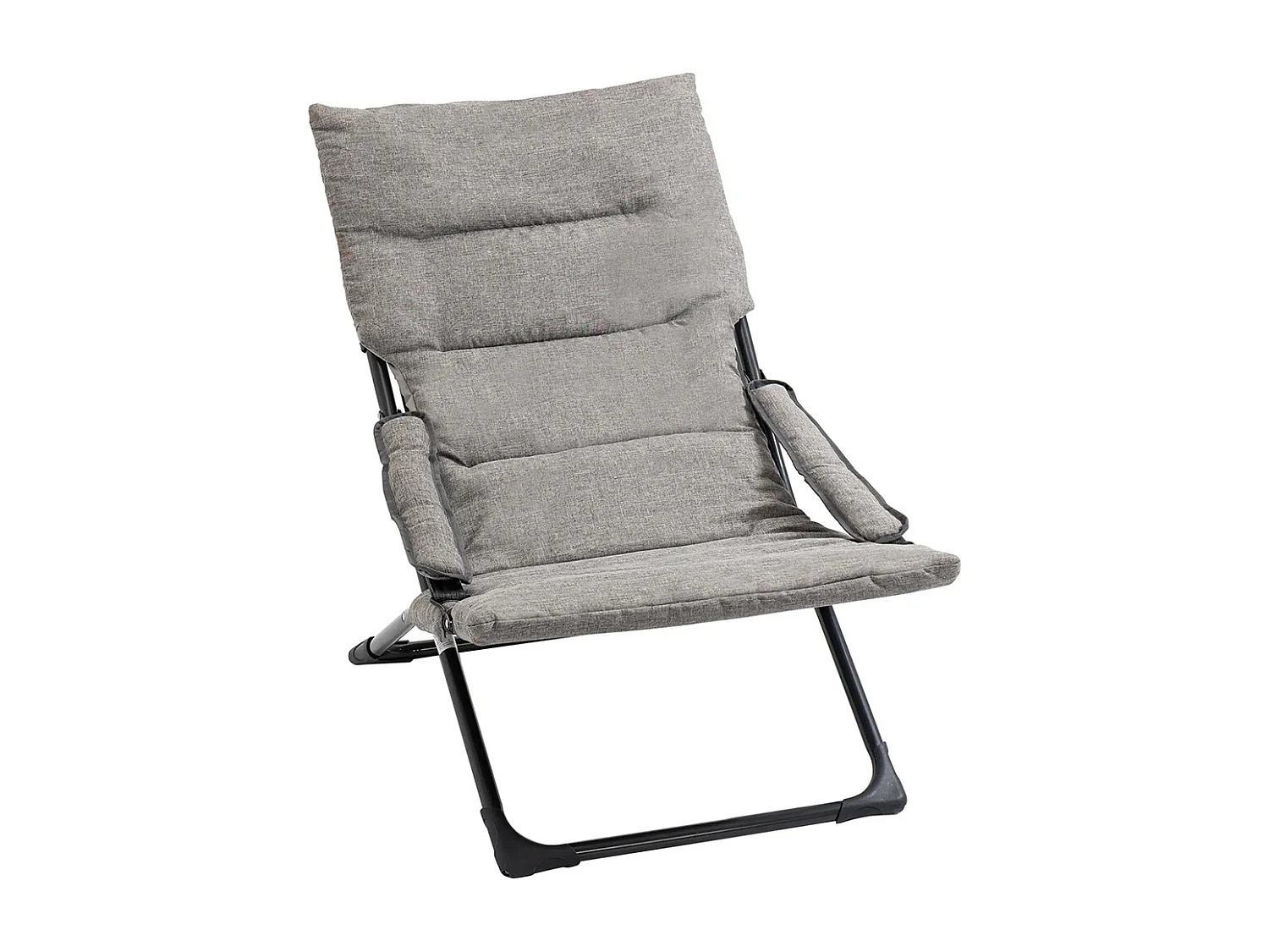 Chaise pliante extérieur chaise pliante camping avec coussin épais rembourré et accoudoir gris