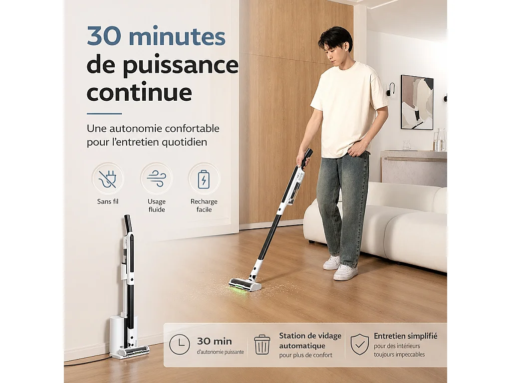 Aspirateur balai sans fil EZIclean® Cyclomax R15 station