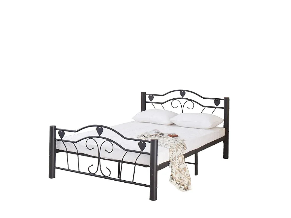 Lit métal noir 140x190 cm avec sommier HERCULE