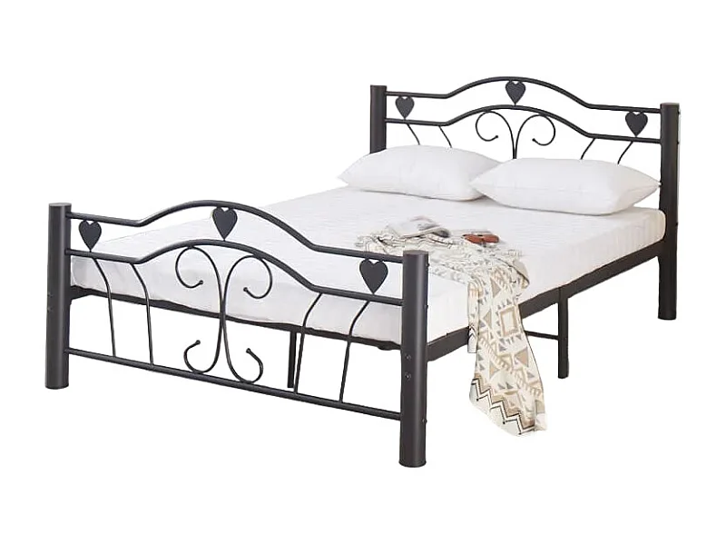 Lit métal noir 140x190 cm avec sommier HERCULE