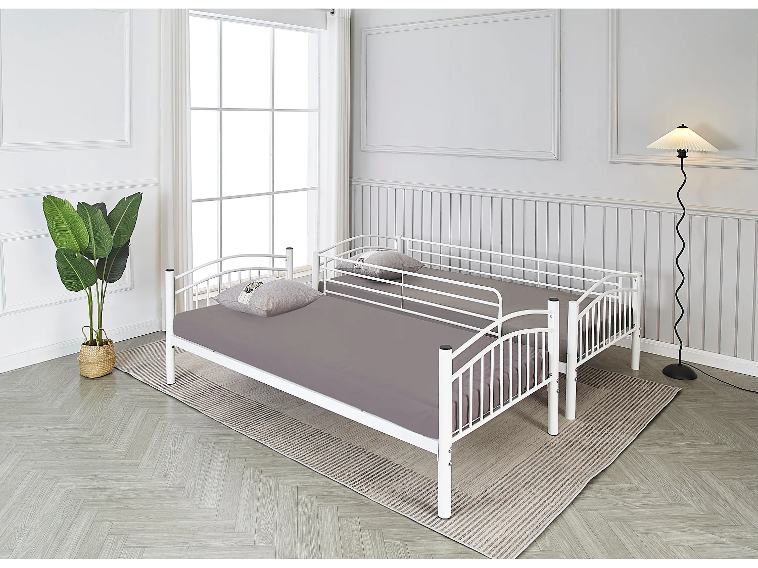 Lit superposé séparable métal blanc 2x90x190 cm ALICE