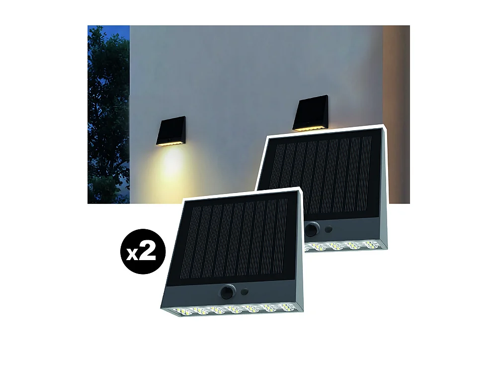 Lot de 2 lampes solaires EZIlight® Solar Wall S25