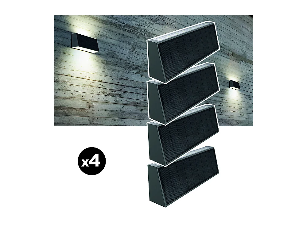 Lot de 4 lampes solaires EZIlight® Solar Wall S31