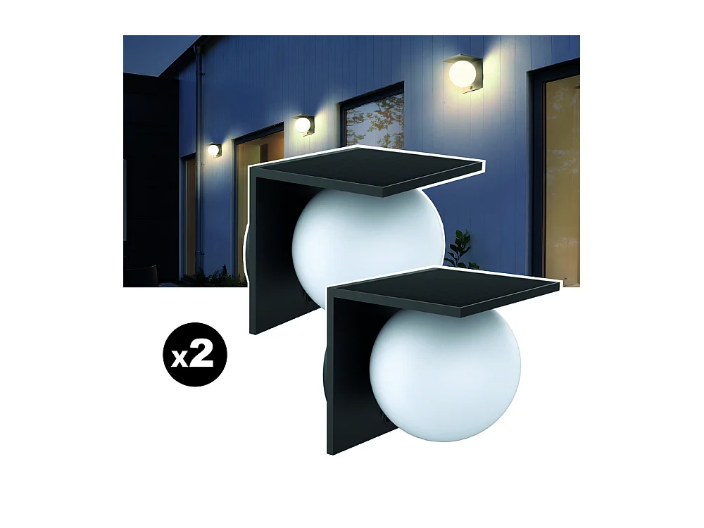 Lot de 2 lampes solaires EZIlight® Solar Wall S26