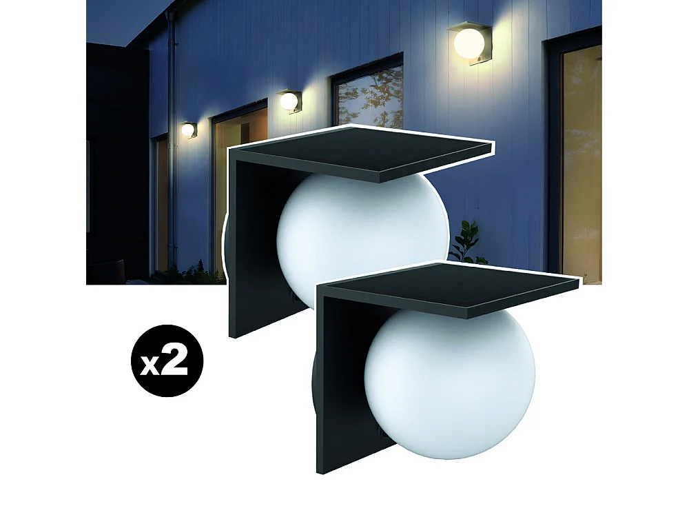 Lot de 2 lampes solaires EZIlight® Solar Wall S26