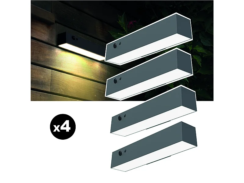 Lot de 4 lampes solaires EZIlight® Solar Wall S24