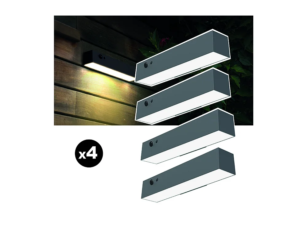 Lot de 4 lampes solaires EZIlight® Solar Wall S24