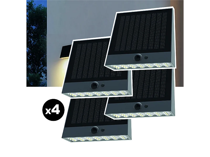 Lot de 4 lampes solaires EZIlight® Solar Wall S25