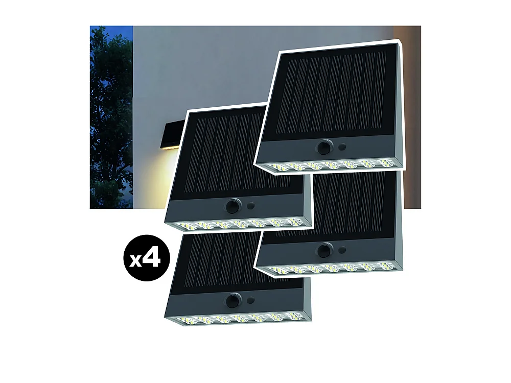 Lot de 4 lampes solaires EZIlight® Solar Wall S25