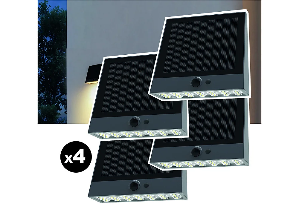 Lot de 4 lampes solaires EZIlight® Solar Wall S25