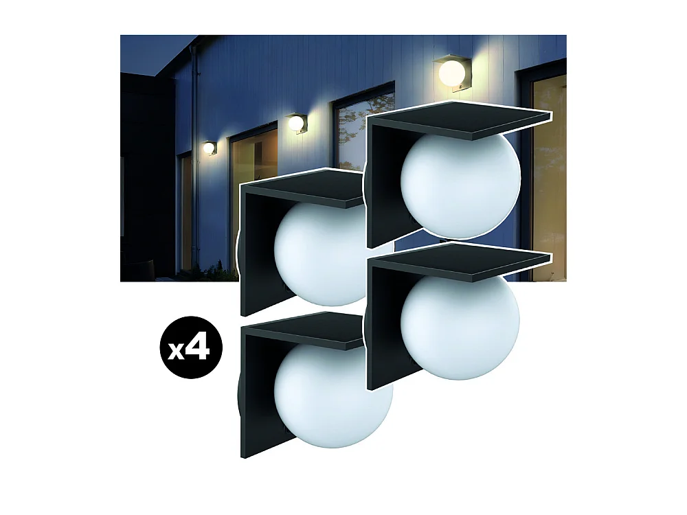 Lot de 4 lampes solaires EZIlight® Solar Wall S26