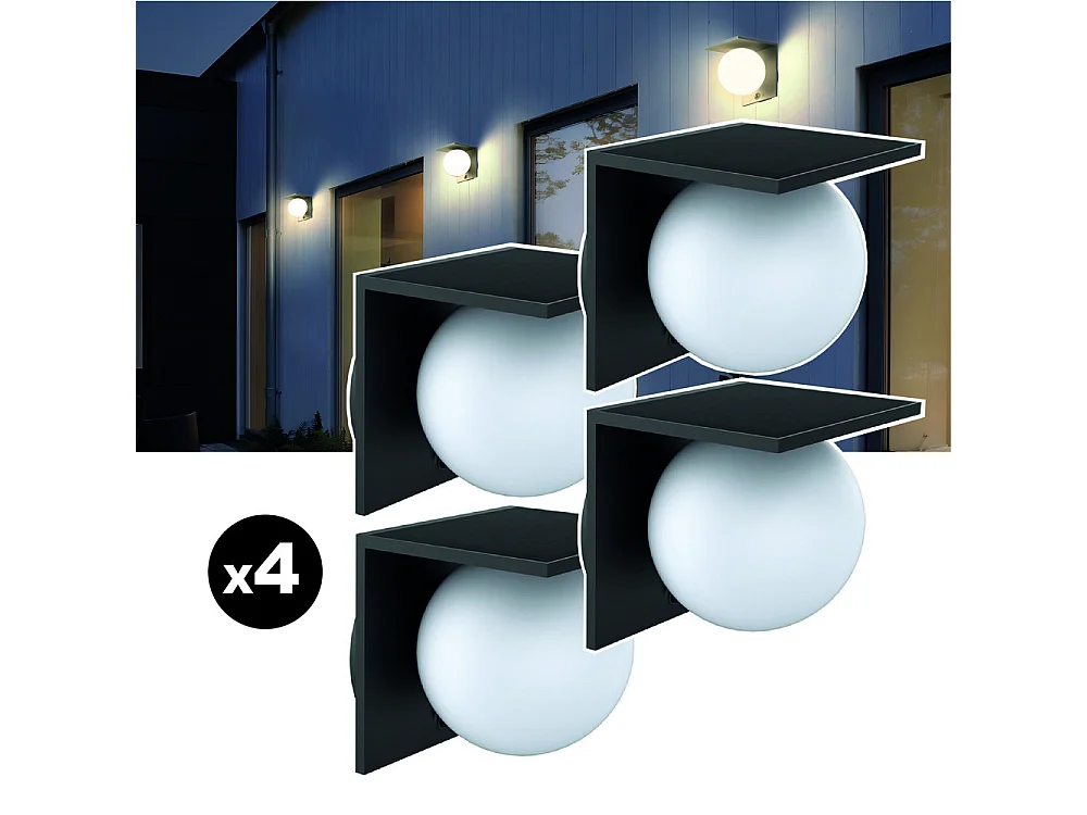 Lot de 4 lampes solaires EZIlight® Solar Wall S26