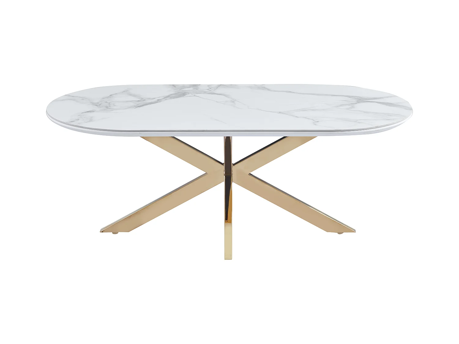 Table basse MANON Gold & Céramique Marbre Blanc 120x60 cm